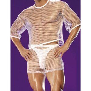 Mens White Fishnet Boxer Briefs